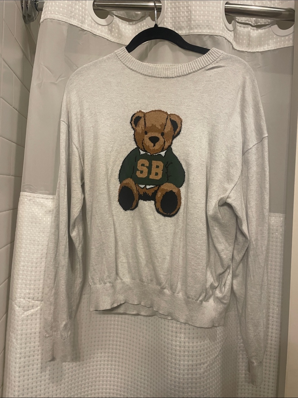 Aritzia / Sunday Best Cream and Brown Teddy Graphic Pullover